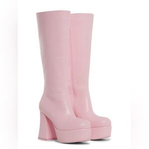 SOLD!      BNIB Dolls Kill Pink Go Go Boots Leather Size 5